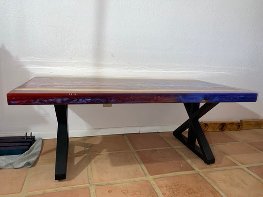 Crimson & Violet Resin River Coffee Table - Original Pour Art - The Pour Hippy